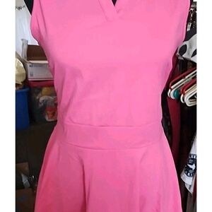 Sestsassi Tennis Golf Pickleball Dress& Skirt SetSleeveless V-neck Rose Red NWT